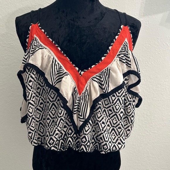 Free People Boho Print Ruffle Blouse - Picture 2 of 9